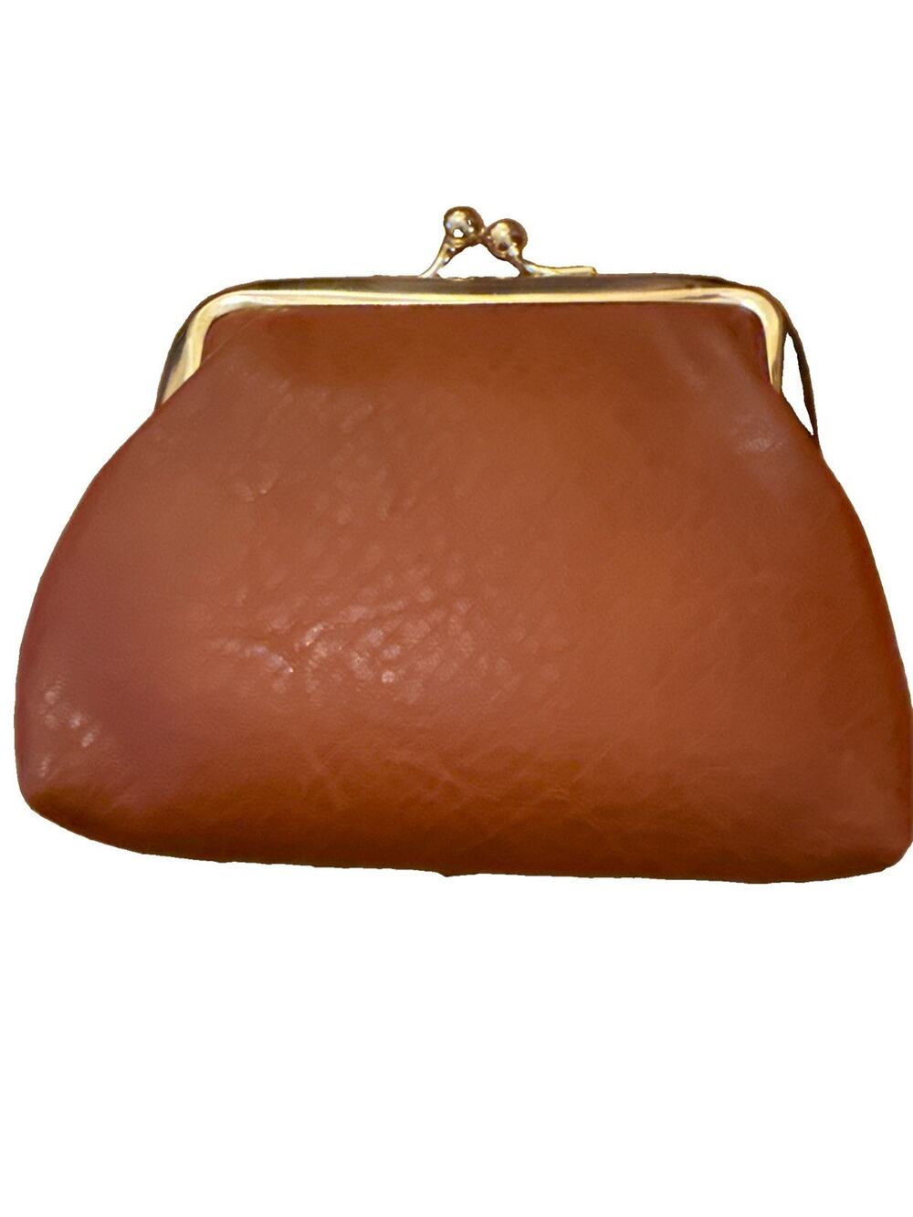 NWOT Brown Faux LeatherKiss Lock Coin Purse for Women, Large Capacity Coin Pouch